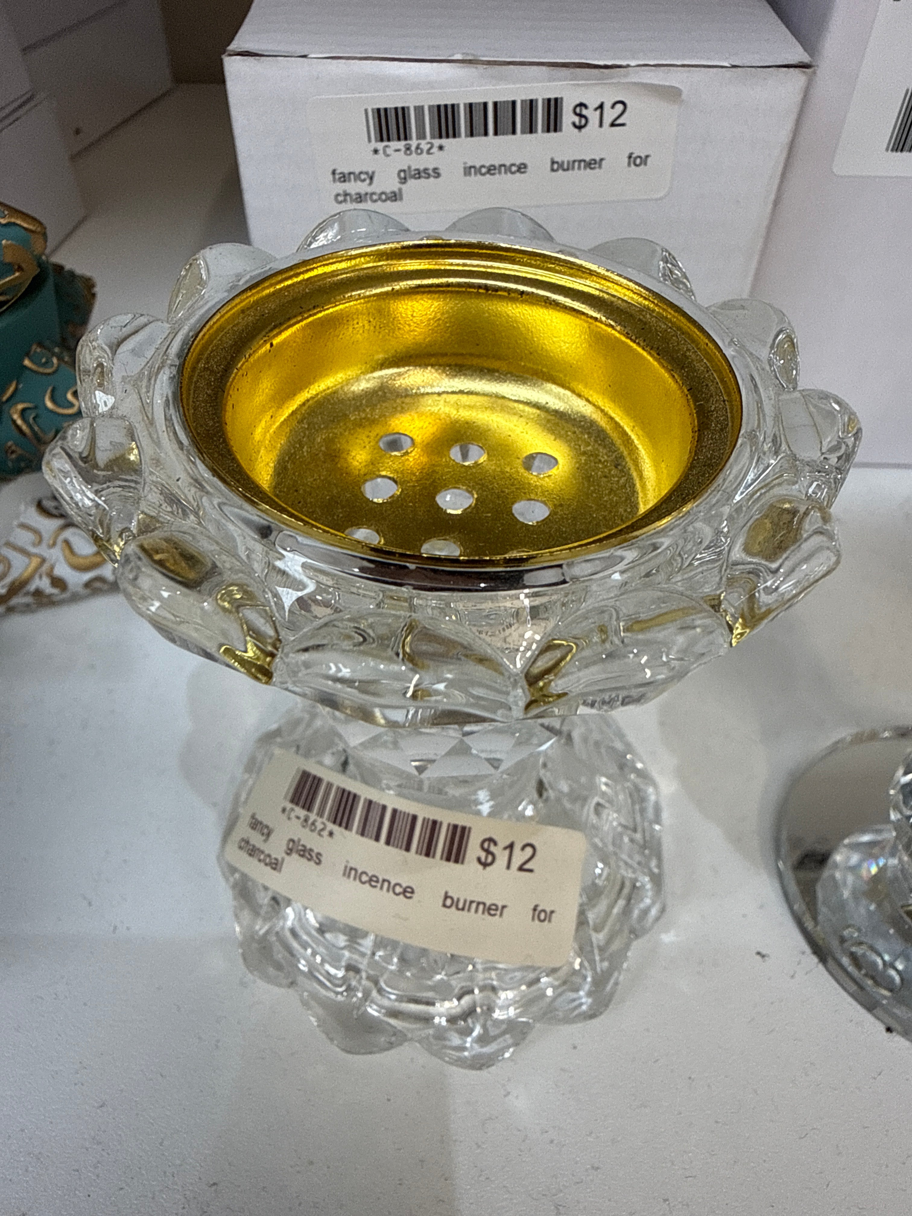 Fancy glass incence burner c-862