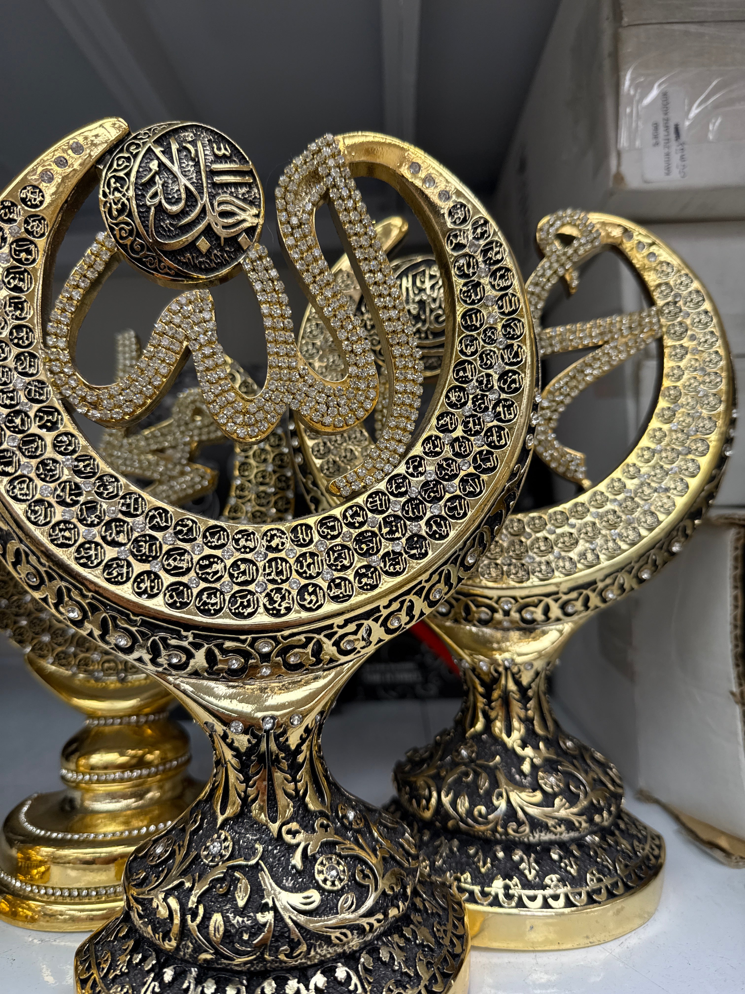 Golden turkish ceramic decor allah and mohamed hilal