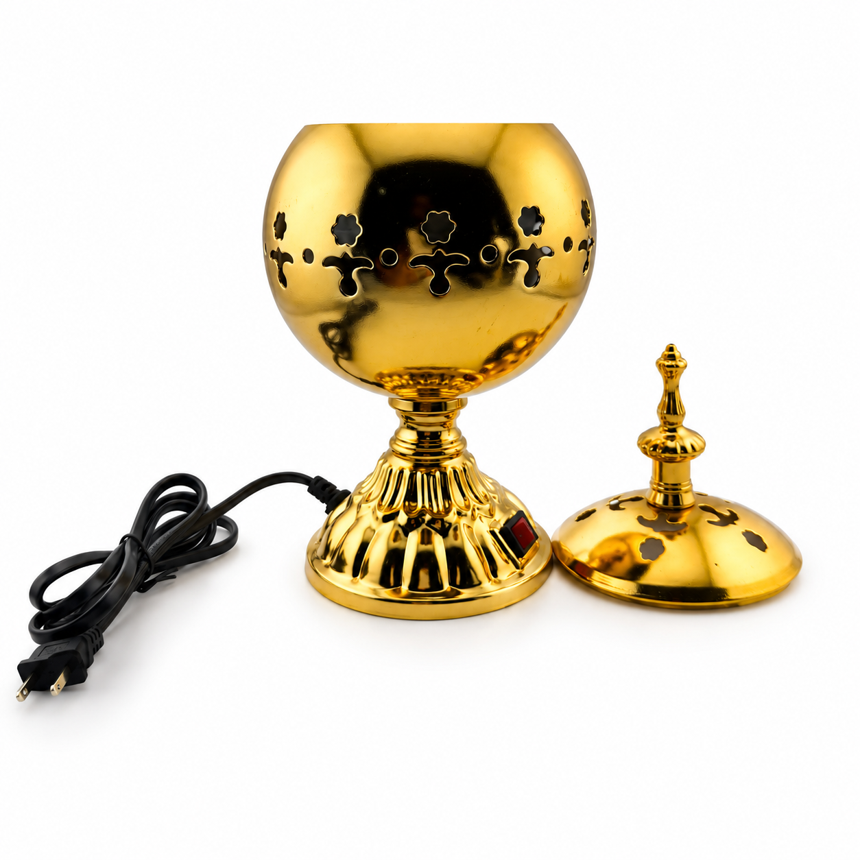 spherical gold (globe-shaped) electric bakhoor incense burner
