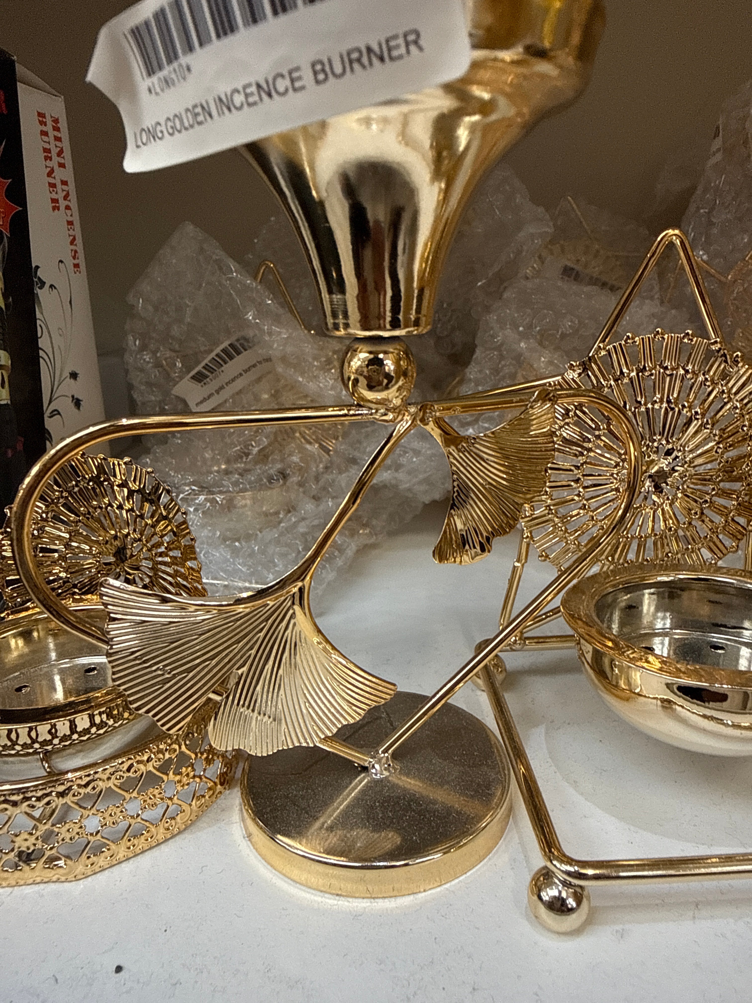 Long10. Long golden incence burner
