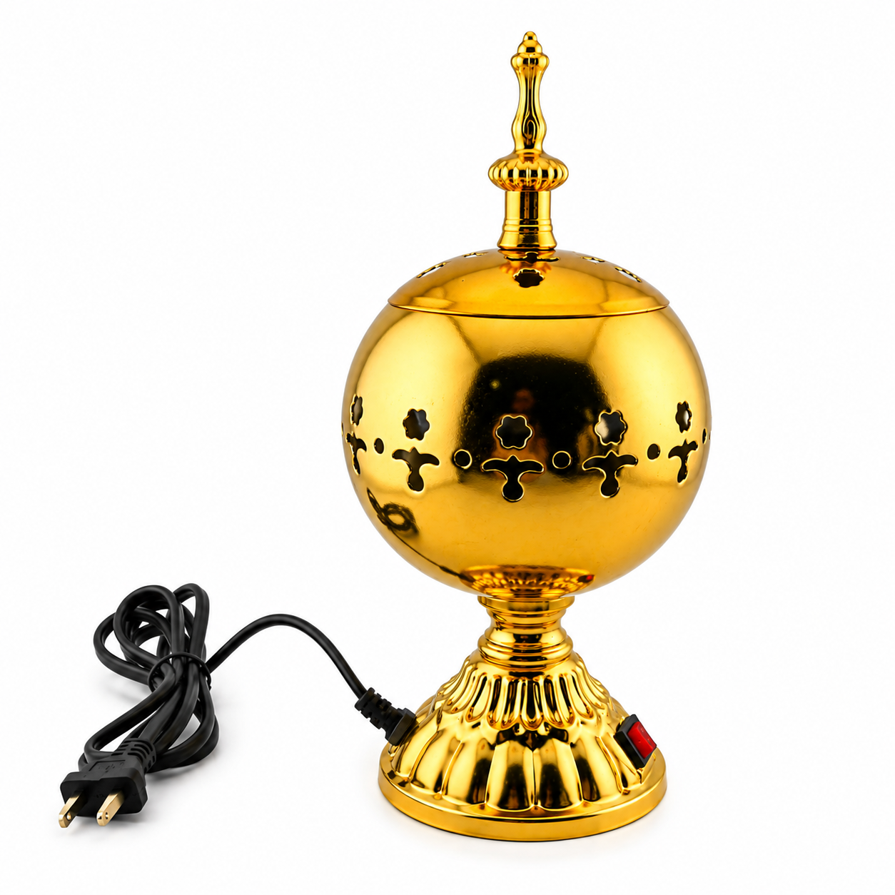 spherical gold (globe-shaped) electric bakhoor incense burner